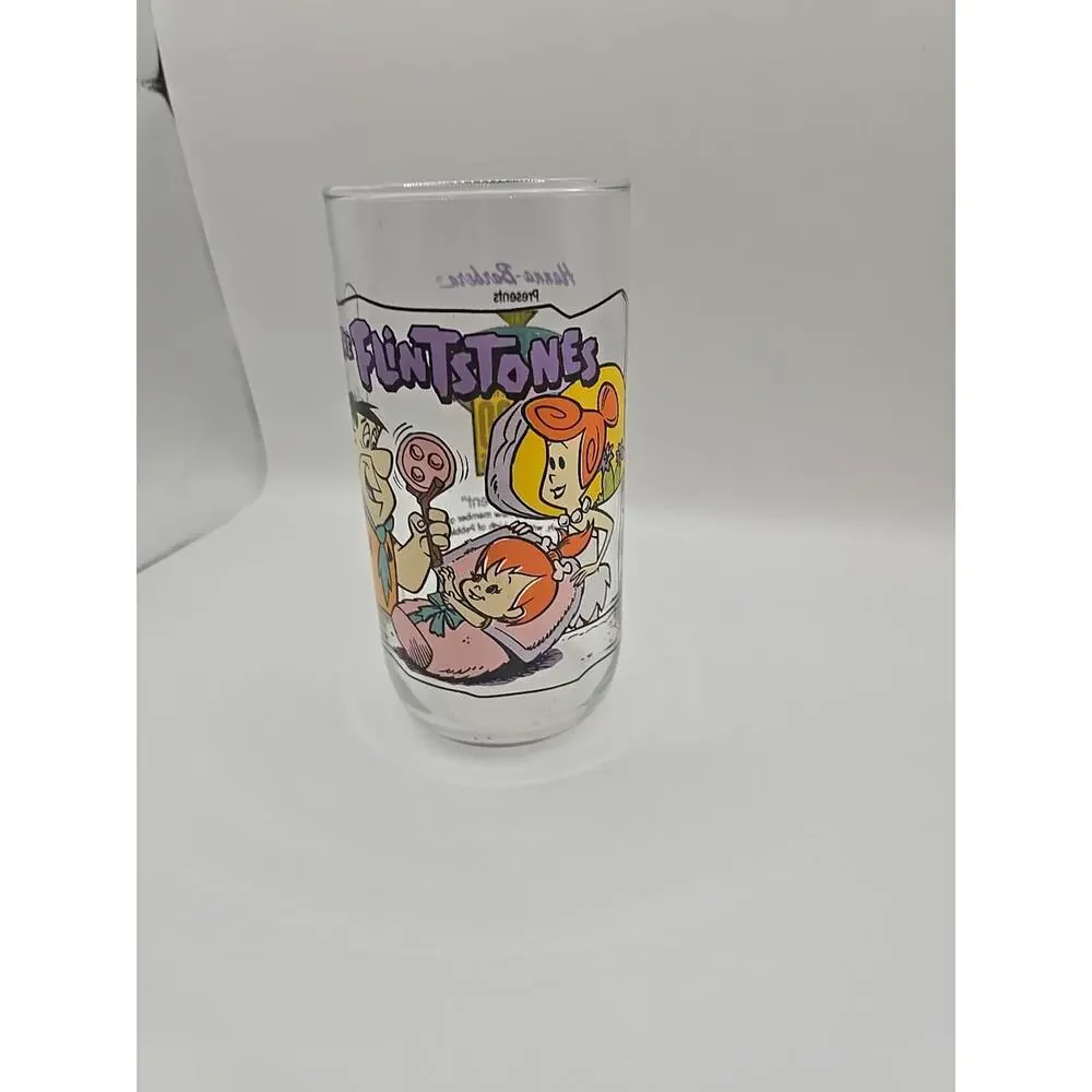 Flintstones The Blessed Event Glass‎ Cup 1991 Hardees Pebbles First 30 Years
